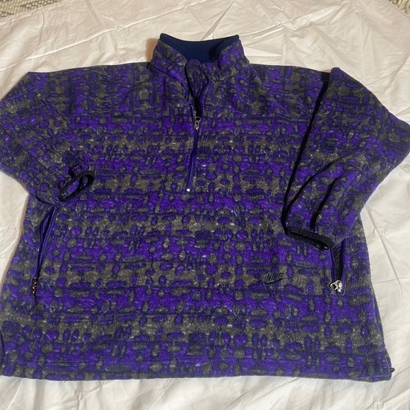 VTG 90s Nike Fit Abstract Half Zip Purple Pullover Sweatshirt size 14 - Picture 1 of 7